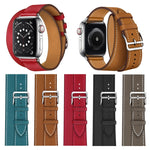 For Apple Watch 3 / 2 / 1 Generation 38mm Universal Leather Double-loop Strap