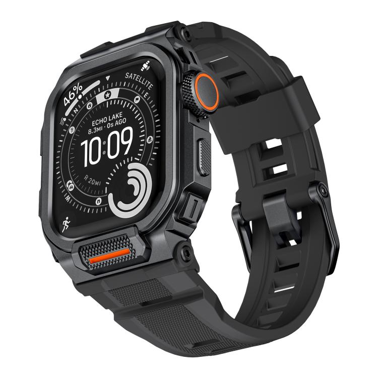Vibrant Zinc Alloy Cover Integrated Silicone Watch Band, For Apple Watch Series 11 / 10 46mm
