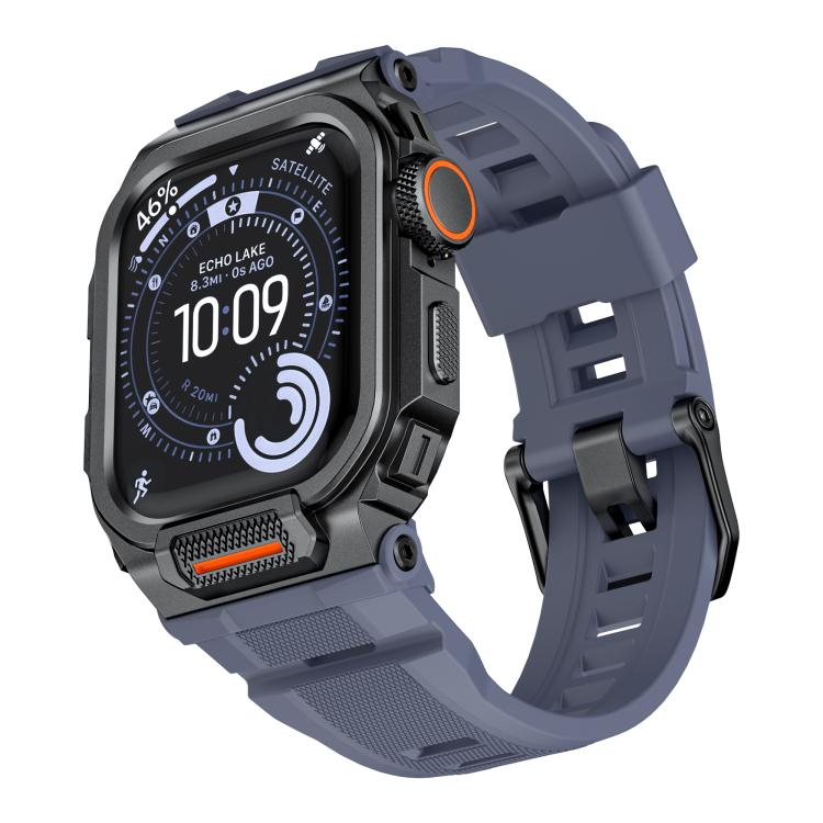 Vibrant Zinc Alloy Cover Integrated Silicone Watch Band, For Apple Watch Series 11 / 10 46mm