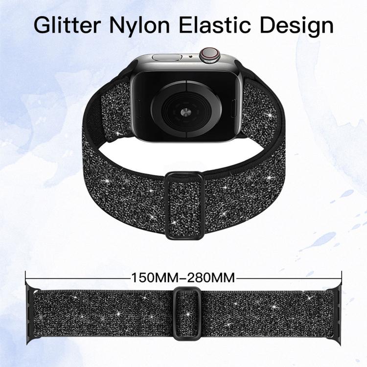 Glitter Elastic Nylon Watch Band, For Apple Watch 49mm / 46mm / 45mm / 44mm, For Apple Watch 42mm / 41mm / 40mm / 38mm
