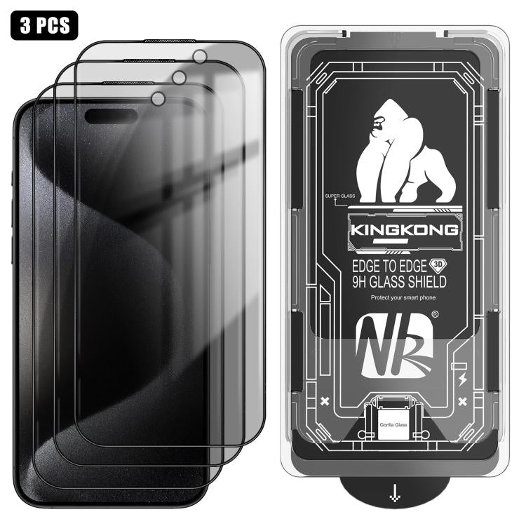 3pcs Easy Install Box Dust-Free 3D Curved Edge Privacy Electroplated Explosion-Proof Tempered Glass Film, For iPhone 17 Pro Max, For iPhone 17 Pro, For iPhone 17, For iPhone Air, For iPhone 16 Pro Max, For iPhone 16 Pro, For iPhone 16