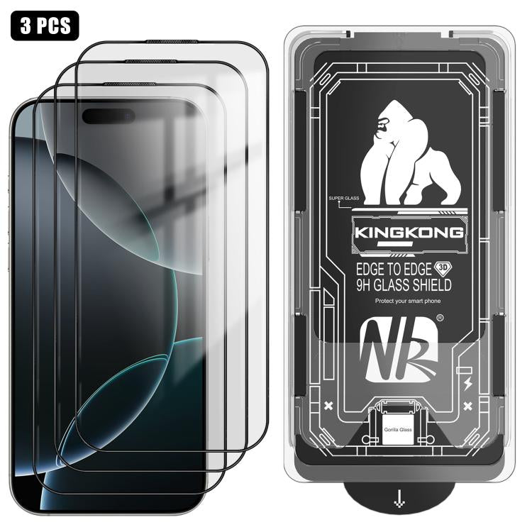 3pcs Easy Install Box Dust-Free 3D Curved Edge HD Electroplated Explosion-Proof Tempered Glass Film, For iPhone 17 Pro Max, For iPhone 17 Pro, For iPhone 17, For iPhone Air, For iPhone 16 Pro Max, For iPhone 16 Pro, For iPhone 16, For iPhone 15 Pro Max...