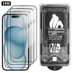 3pcs Easy Install Box Dust-Free 3D Curved Edge HD Electroplated Explosion-Proof Tempered Glass Film, For iPhone 17 Pro Max, For iPhone 17 Pro, For iPhone 17, For iPhone Air, For iPhone 16 Pro Max, For iPhone 16 Pro, For iPhone 16, For iPhone 15 Pro Max...
