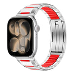 Multi-Faceted Rubber Inlaid Stainless Steel Watch Band, For Apple Watch 46mm / 49mm / 45mm / 44mm, For Apple Watch 42mm / 41mm / 40mm / 38mm