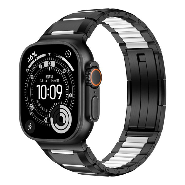 Multi-Faceted Rubber Inlaid Stainless Steel Watch Band, For Apple Watch 46mm / 49mm / 45mm / 44mm, For Apple Watch 42mm / 41mm / 40mm / 38mm