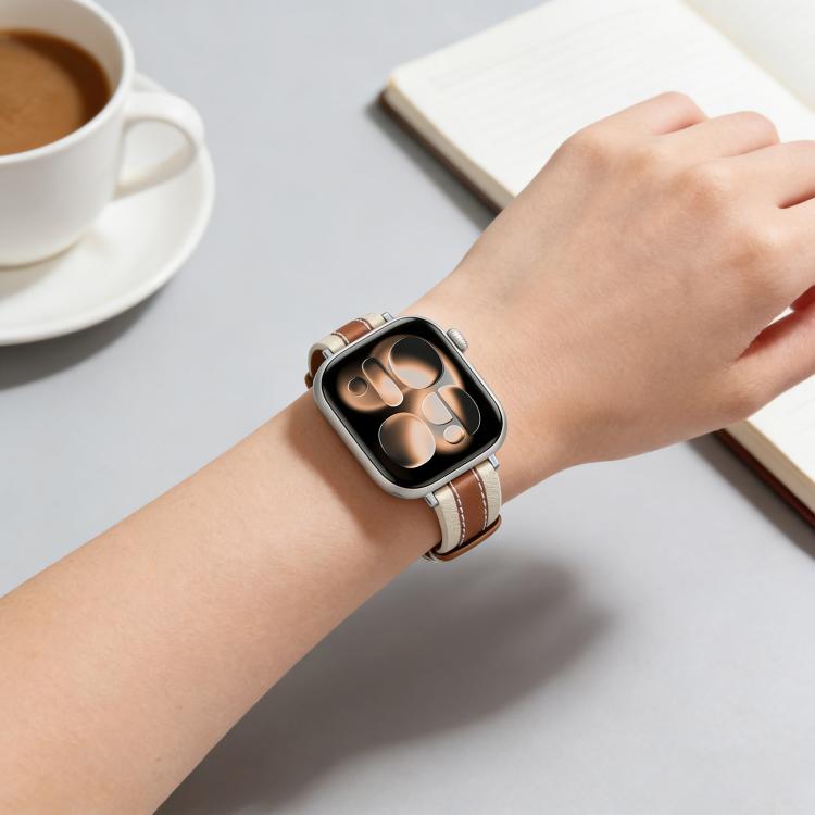 Composite Stitching Genuine Leather Watch Band, For Apple Watch 46mm / 49mm / 45mm / 44mm, For Apple Watch 42mm / 41mm / 40mm / 38mm