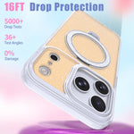 غطاء هاتف بمثبت مغناطيسي لامع بنجوم، لهواتف iPhone 17 Pro Max، iPhone 17 Pro، iPhone 17