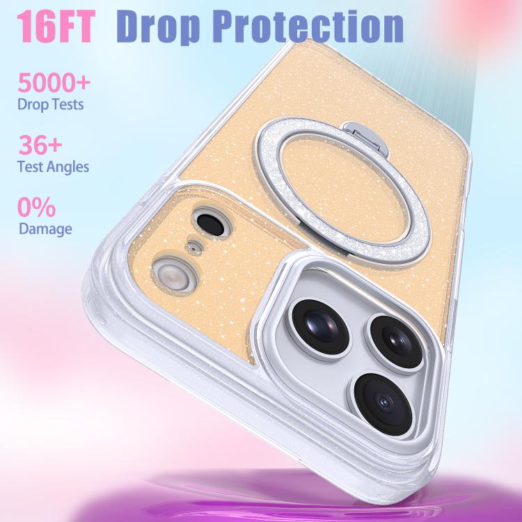 غطاء هاتف بمثبت مغناطيسي لامع بنجوم، لهواتف iPhone 17 Pro Max، iPhone 17 Pro، iPhone 17