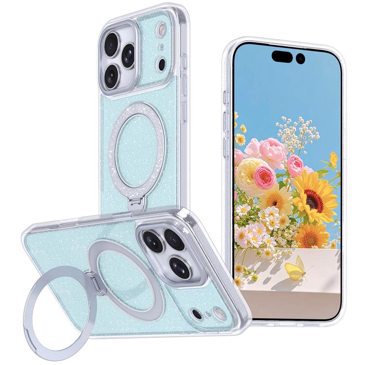 غطاء هاتف بمثبت مغناطيسي لامع بنجوم، لهواتف iPhone 17 Pro Max، iPhone 17 Pro، iPhone 17