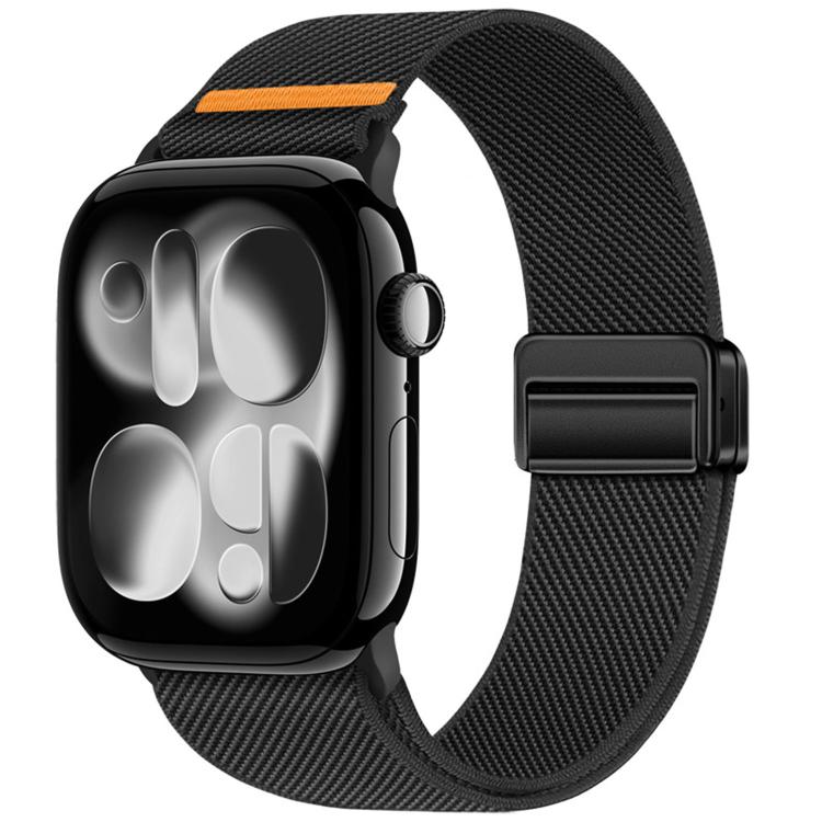 Double Magnetic Buckle Single-Stitched Nylon Watch Band, For Apple Watch 49mm / 46mm / 45mm / 44mm, For Apple Watch 42mm / 41mm / 40mm / 38mm
