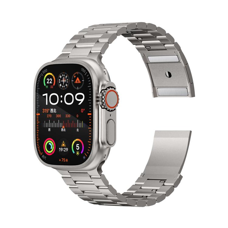 Titanium Alloy watchband Three Beads Magnetic Clasp For Apple Watch 46mm / 49mm / 45mm / 44mm, For Apple Watch 42mm / 41mm / 40mm / 38mm