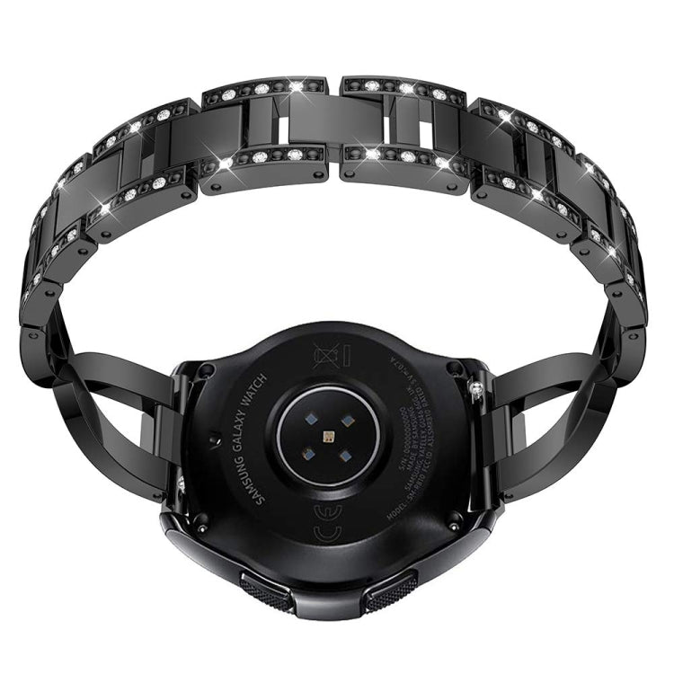 For Samsung GearS3 / Ticwatch Pro / HUAWEI GT Universal 22mm Metal Diamond Strap, black, Silver, gold, Rose gold