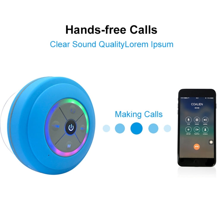 BTS-08 Wireless Bluetooth Speaker Waterproof Led FM Radio Subwoofer Bluetooth Column TF Card Suction Cup Mini Shower Speaker