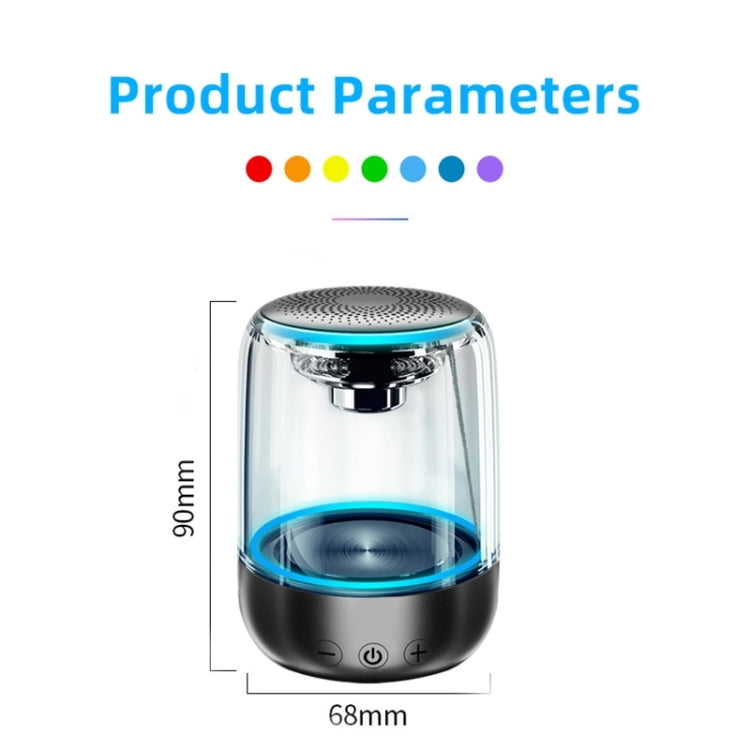 C7 Bluetooth 5.0 Speaker Transparent LED Luminous Subwoofer TWS 6D Surround HIFI Stereo Cool Audio, C7