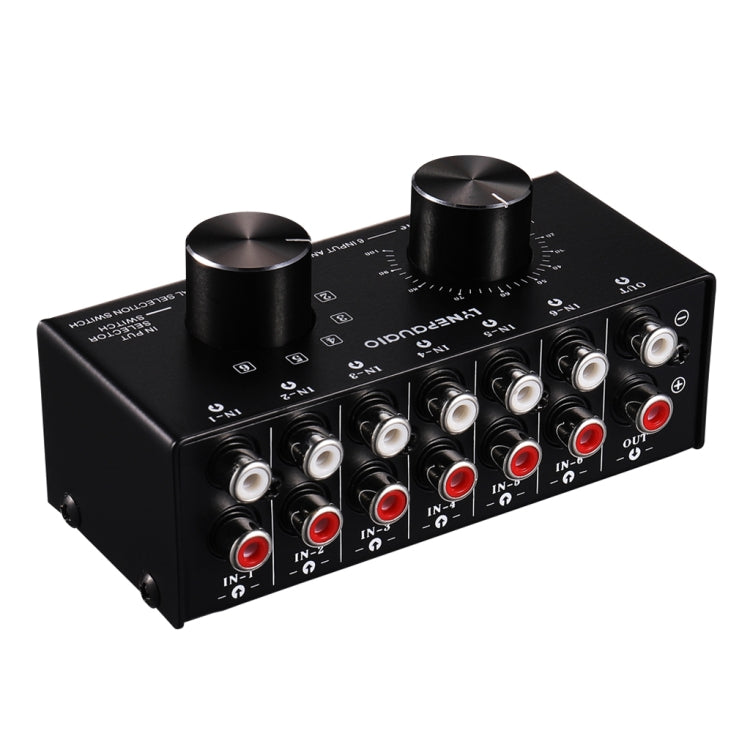 B016 6 Input 1 Output Audio Signal Source Selection Switcher, Output Volume Adjustment Control RCA Port, 6 Input 1 Output