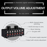 B016 6 Input 1 Output Audio Signal Source Selection Switcher, Output Volume Adjustment Control RCA Port, 6 Input 1 Output
