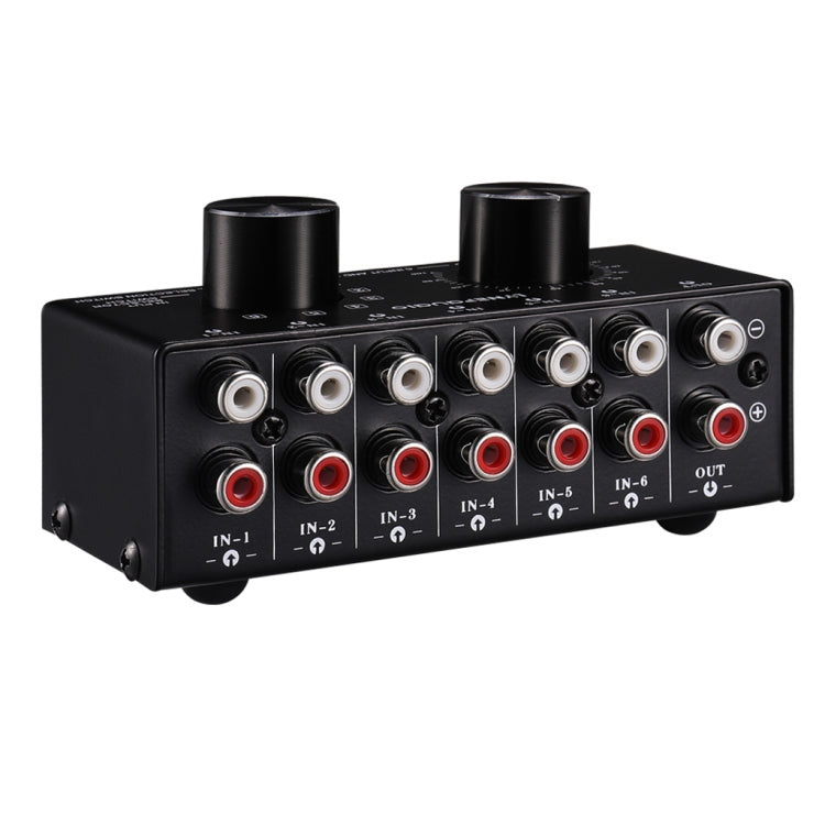 B016 6 Input 1 Output Audio Signal Source Selection Switcher, Output Volume Adjustment Control RCA Port, 6 Input 1 Output
