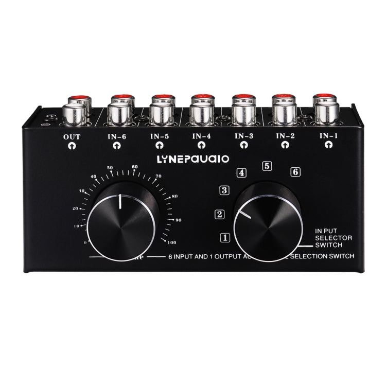 B016 6 Input 1 Output Audio Signal Source Selection Switcher, Output Volume Adjustment Control RCA Port, 6 Input 1 Output