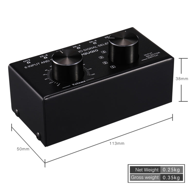 B016 6 Input 1 Output Audio Signal Source Selection Switcher, Output Volume Adjustment Control RCA Port, 6 Input 1 Output
