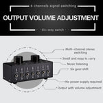 B017 6 Input 1 Output Audio Signal Selection Switcher Output Volume Adjustment Control 3.5mm Interface