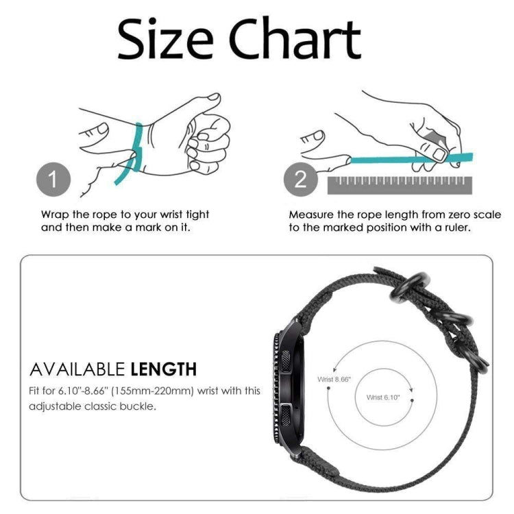 For Samsung Galaxy Watch Active 22mm / S3 Nylon Three-ring Strap, For Samsung Galaxy Watch Active 2 22mm / Gear S3