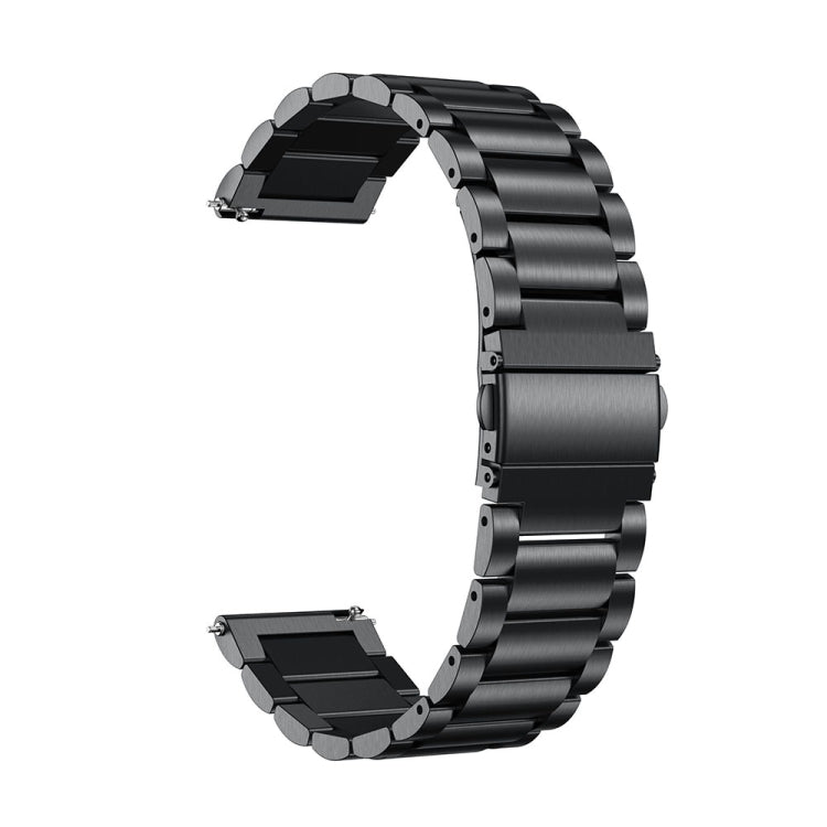 Applicable To Ticwatch Generation / Moto360 Second Generation 460 / Samsung GearS3 / Huawei GT Universal 22mm Stainless Steel Metal Strap Butterfly Buckle Three Beads, black, gold, rose gold, Silver