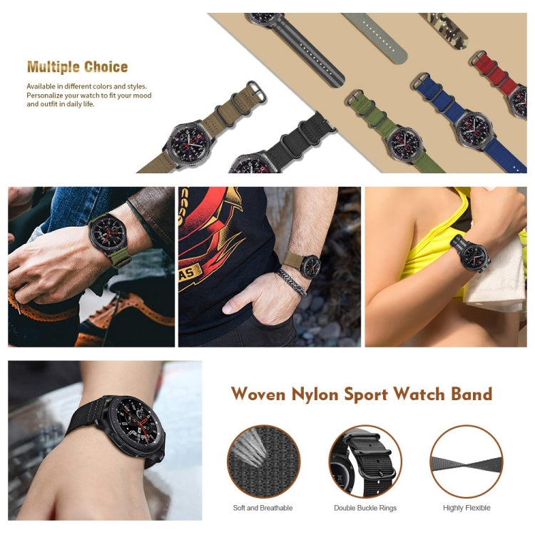 For Samsung Galaxy Watch Active 20mm S3 Nylon Three-ring Strap, For Samsung Galaxy Watch Active 2 20mm / Gear S3