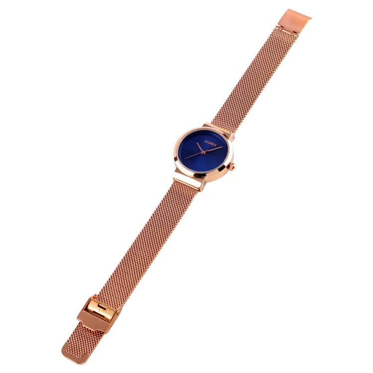 Skmei 1595 Fashion Elegant Scale Free Steel Mesh Belt Women's Watch Waterproof Business Student Quartz Watch Female