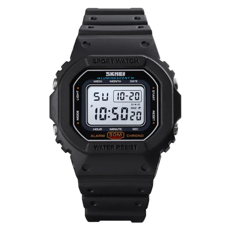 Skmei 1608 Montre électronique multifonction étudiante étanche montre de sport en silicone avec chronométrage