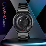 ساعة يد رجالية عصرية من Skmei 9210 بزخرفة بسيطة ثلاثية الأبعاد مقاومة للماء، ساعة كوارتز ذهبية للرجال