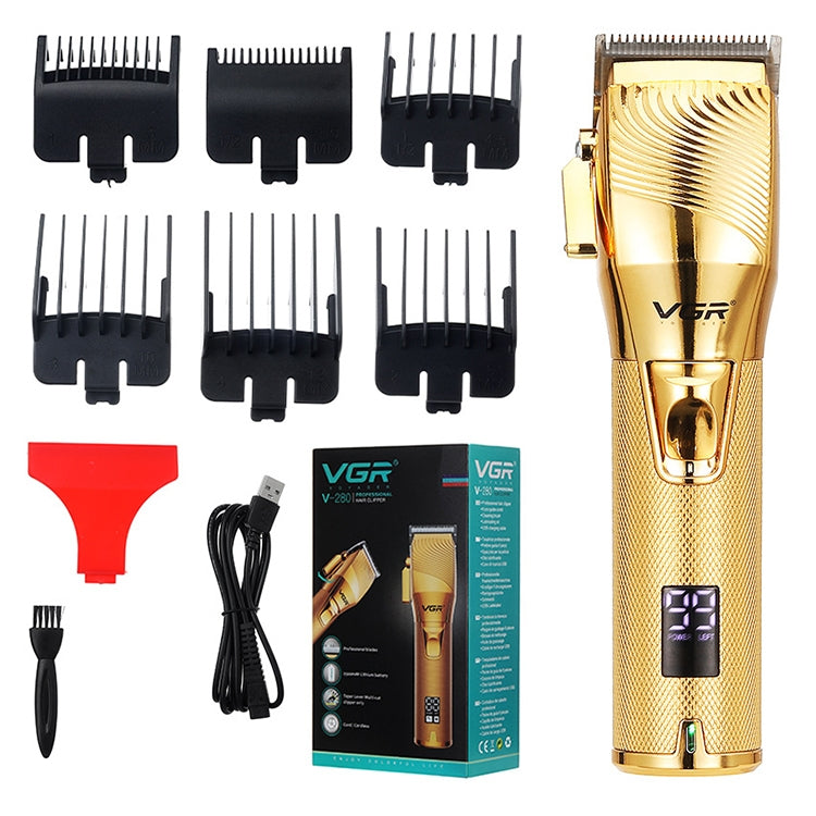 VGR V-280  10W USB Metal Electric Hair Clipper with LED Digital Display, V-280 (Black), V-280 (Gold)