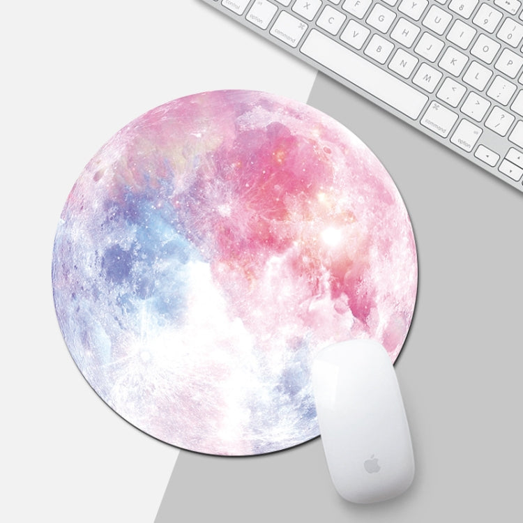 Planet Series Mat Circular Mouse Pad, Rainbow Color Moon