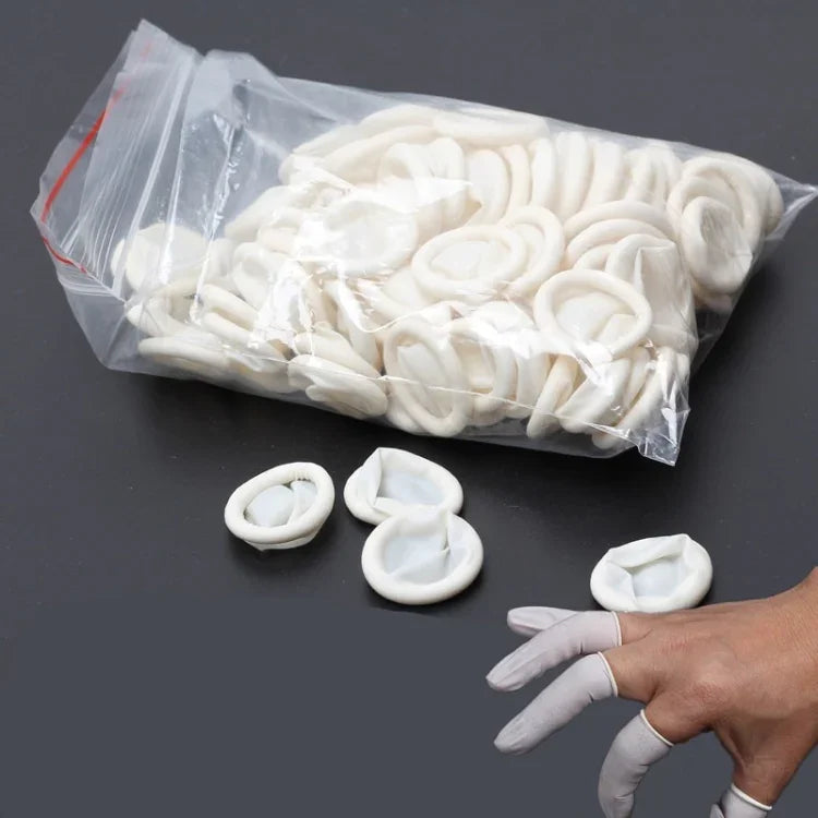50 PCS Disposable Anti Static Rubber Latex Finger Cots Eyebrow Extension Gloves Practical Off Eyelash Extension Tool Accessories, Latex