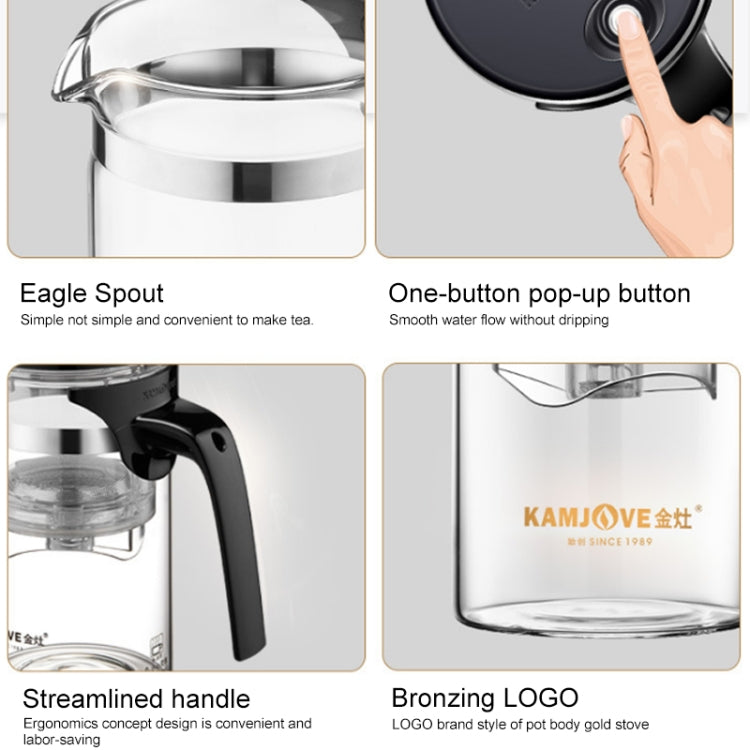KAMJOVE Elegant Cup Bubble Teapot Office Flower Teapot Heat-resistant Glass Tea Set, K-200 400ML, K-201 500ML, K-202 750ML, K-203 600ML, K-204 600ML, K-205 900ML