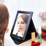 Square Stand Leather Make Up Mirror Alligator Pattern Portable Cosmetic Mirror, Black L 18x25.5x1.6CM, Black M15x20.5x1.6CM, Black S 12x17.5x1.6CM, Brown L 18x25.5x1.6CM, Brown M15x20.5x1.6CM, Brown S 12x17.5x1.6CM, Red L 18x25.5x1.6CM, Red M15x20.5x1....