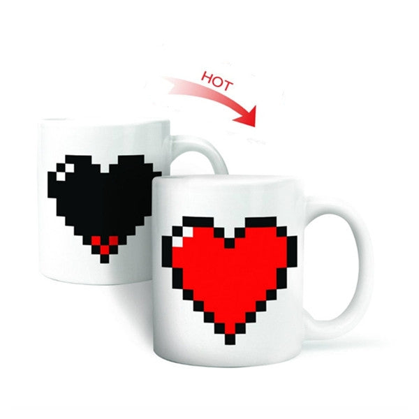 Creative Heart Magic Temperature Changing Cup Color Changing Chameleon Mugs Heat Sensitive Coffee Tea Milk Cup, Color Changing Cup