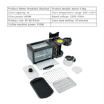آلة إفطار كهربائية 3 في 1 متعددة الوظائف: صانع قهوة + مقلاة + فرن صغير، فرن خبز وبيتزا منزلي، صانع قهوة متعدد الوظائف 3 في 1