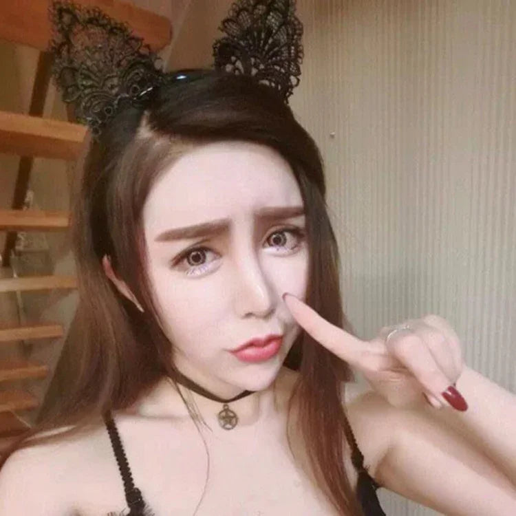 طوق رأس نسائي دانتيل لطيف على شكل أذن قطة سلسلة رأس