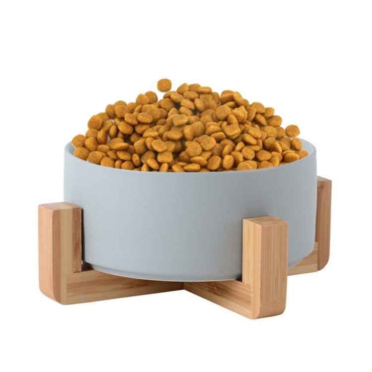Cat Bowl Dog Pot Pet Ceramic Bowl, 13cm/400ml Single Bowl, 13cm/400ml Single Bowl With Wooden Stand, 13cm/400ml Double Bowl With Wooden Stand, 15.5cm/850ml Single Bowl, 15.5cm/850ml Single Bowl With Wooden Stand