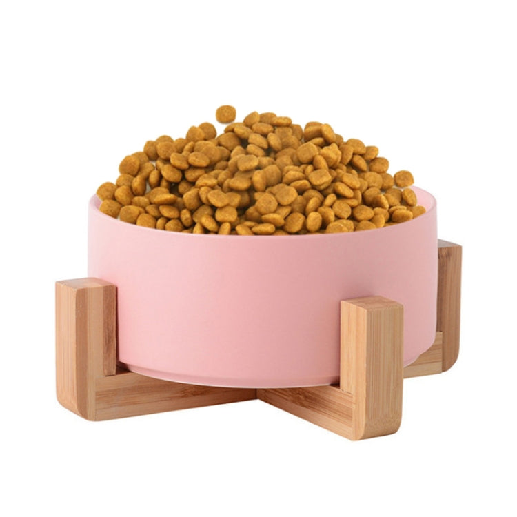 Cat Bowl Dog Pot Pet Ceramic Bowl, 13cm/400ml Single Bowl, 13cm/400ml Single Bowl With Wooden Stand, 13cm/400ml Double Bowl With Wooden Stand, 15.5cm/850ml Single Bowl, 15.5cm/850ml Single Bowl With Wooden Stand