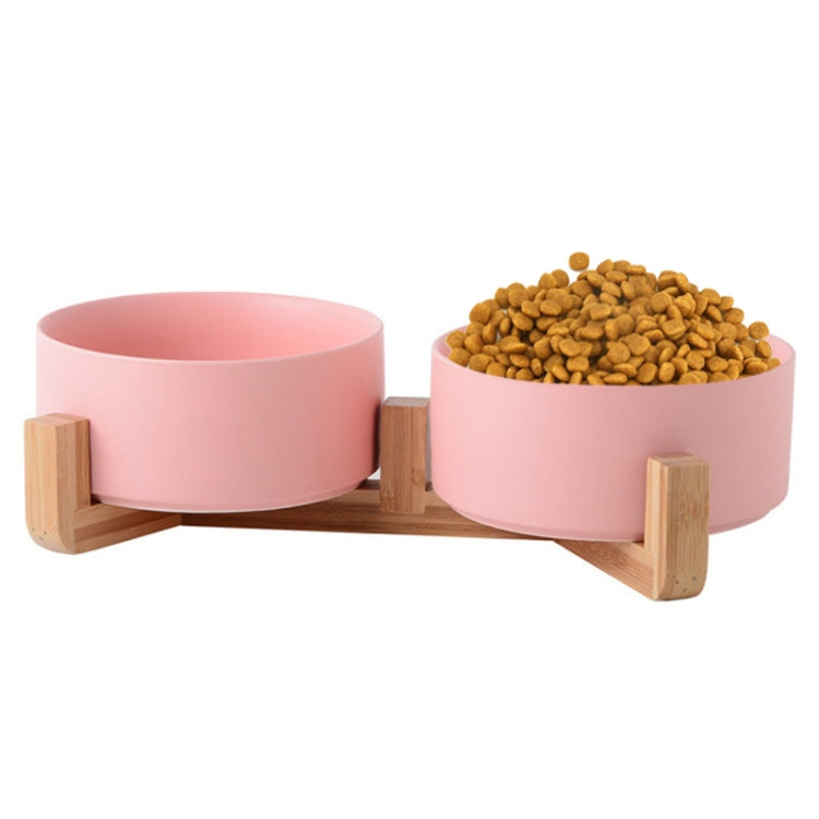 Cat Bowl Dog Pot Pet Ceramic Bowl, 13cm/400ml Single Bowl, 13cm/400ml Single Bowl With Wooden Stand, 13cm/400ml Double Bowl With Wooden Stand, 15.5cm/850ml Single Bowl, 15.5cm/850ml Single Bowl With Wooden Stand