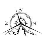5 PCS NSWE Fashion Mountains Compass Rose Decal Nautical Compass Navigate Car Sticker, Size: 13.7x9.4cm, 5 PCS Black, 5 PCS  Silver