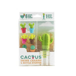7 PCS Creative Cactus Silicone Wine Bottle Stopper + Wine Glass Marker Set, 7 in 1 Wine Bottle Stopper
