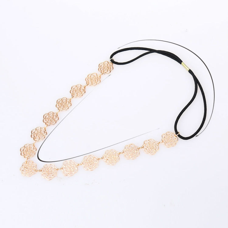 2 PCS Fashion Lovely Metallic Women Hollow Rose Flower Elastic Headband Headwear Accessories