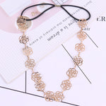 2 PCS Fashion Lovely Metallic Women Hollow Rose Flower Elastic Headband Headwear Accessories