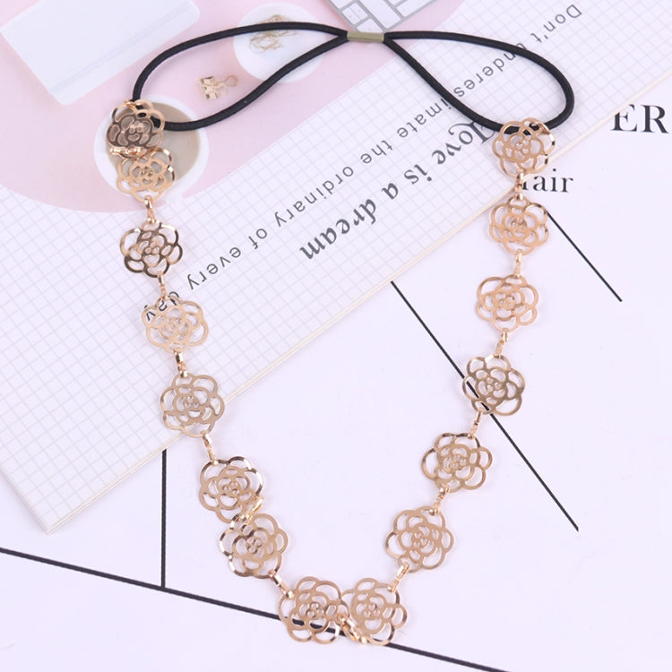 2 PCS Fashion Lovely Metallic Women Hollow Rose Flower Elastic Headband Headwear Accessories