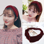 2 PCS Fashion Velvet Wide Cross Knot Headbands Women Elastic Hair Bands