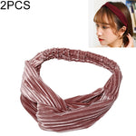 2 PCS Fashion Velvet Wide Cross Knot Headbands Women Elastic Hair Bands