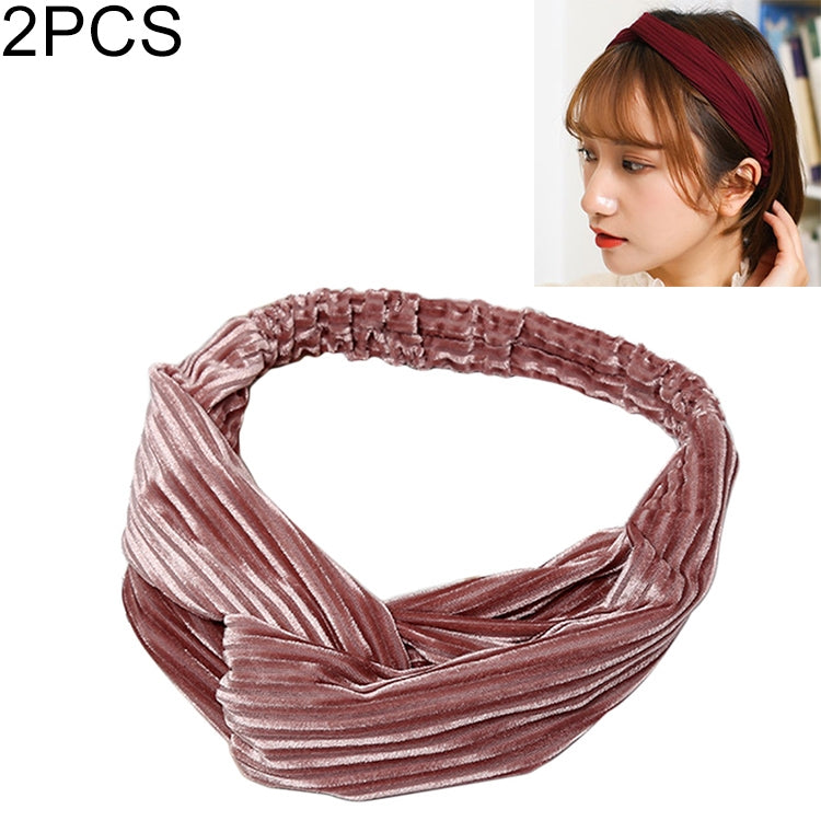2 PCS Fashion Velvet Wide Cross Knot Headbands Women Elastic Hair Bands