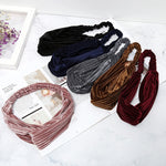 2 PCS Fashion Velvet Wide Cross Knot Headbands Women Elastic Hair Bands